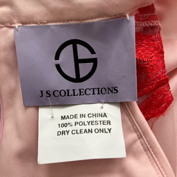 JS Collections Embroidered Floral Lace Long Sleeve Gown Size 4 - Picture 9 of 10